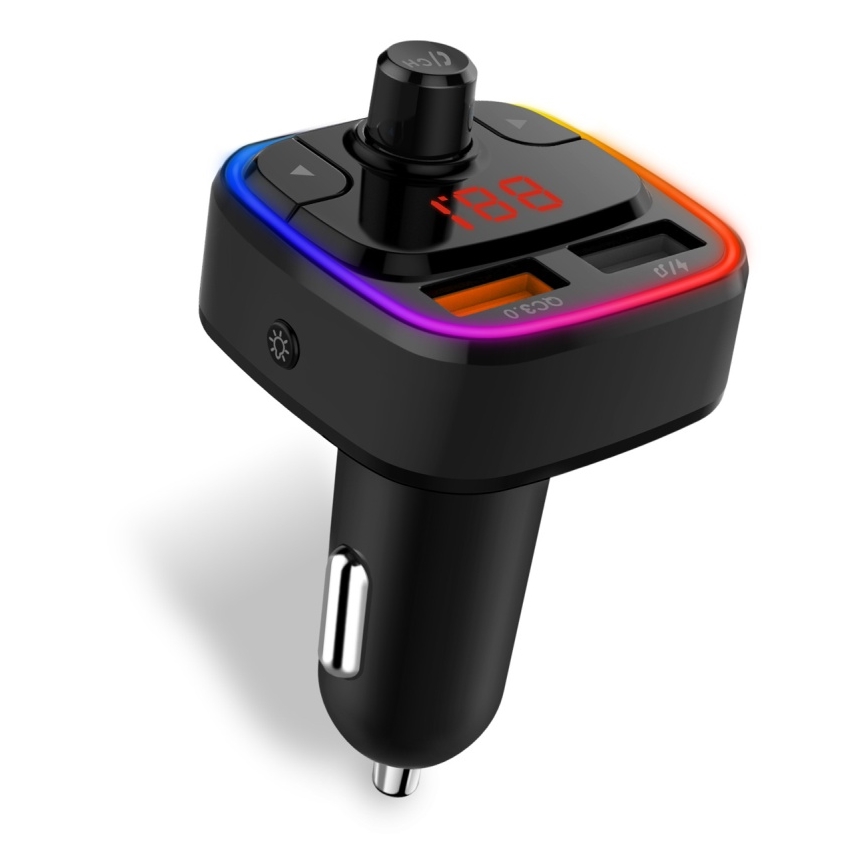 CONNECT IT CCC-9090-BK - LED RGB Nadajnik samochodowy FM z funkcją bezdotykową czarny