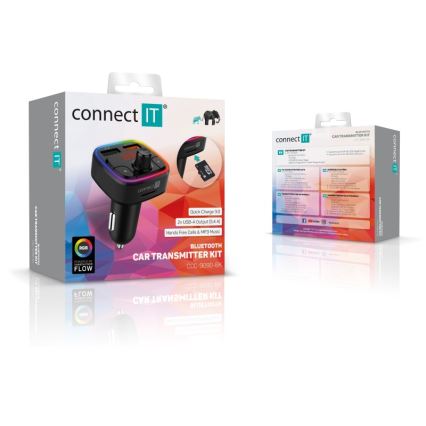 CONNECT IT CCC-9090-BK - LED RGB Nadajnik samochodowy FM z funkcją bezdotykową czarny