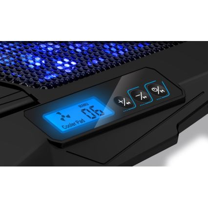 CONNECT IT CCP-2200-BK - Podkładka chłodząca do laptopa 4x wentylator 2xUSB czarny//niebieski
