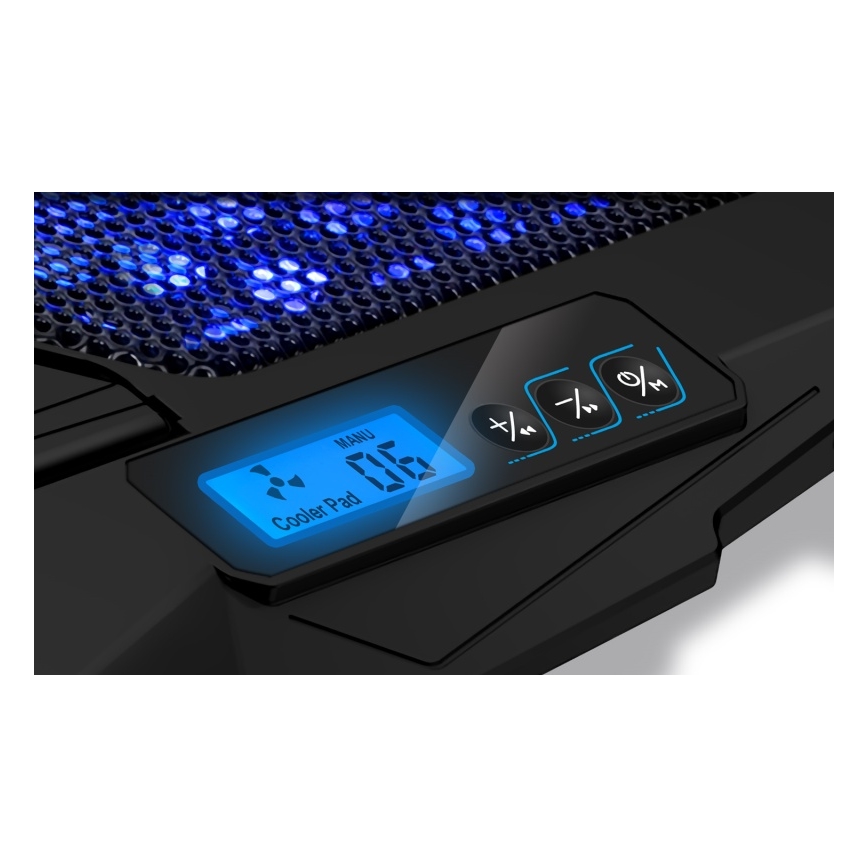 CONNECT IT CCP-2200-BK - Podkładka chłodząca do laptopa 4x wentylator 2xUSB czarny//niebieski