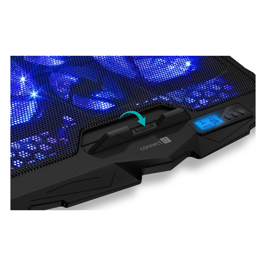 CONNECT IT CCP-2200-BK - Podkładka chłodząca do laptopa 4x wentylator 2xUSB czarny//niebieski