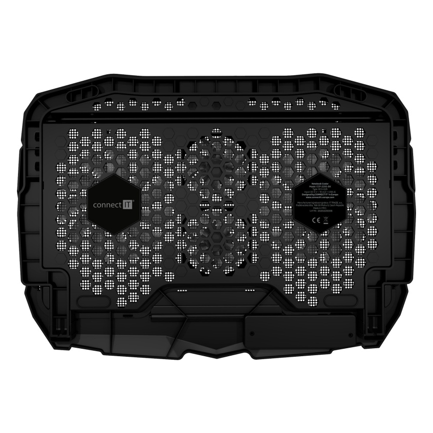 CONNECT IT CCP-2200-BK - Podkładka chłodząca do laptopa 4x wentylator 2xUSB czarny//niebieski
