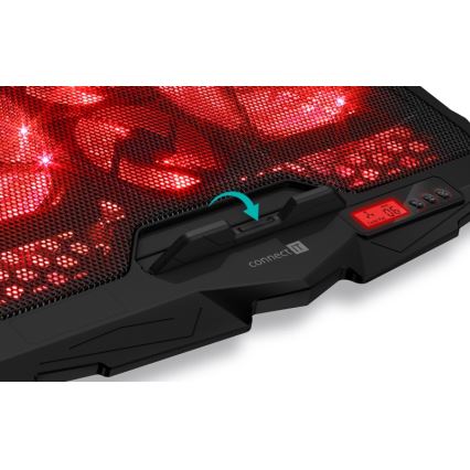 CONNECT IT CCP-2200-RD - Podkładka chłodząca do laptopa 4x went. 2xUSB czarna/czerwona