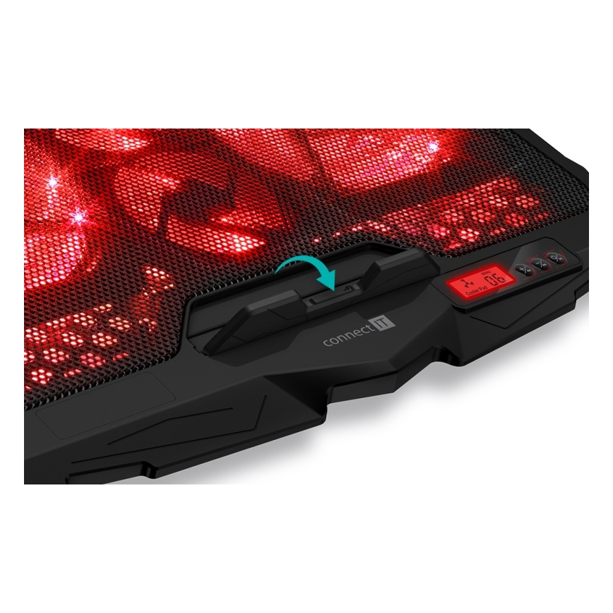 CONNECT IT CCP-2200-RD - Podkładka chłodząca do laptopa 4x went. 2xUSB czarna/czerwona
