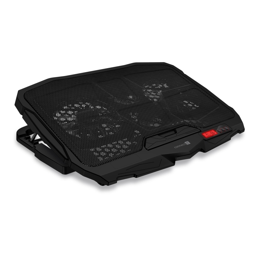 CONNECT IT CCP-2200-RD - Podkładka chłodząca do laptopa 4x went. 2xUSB czarna/czerwona