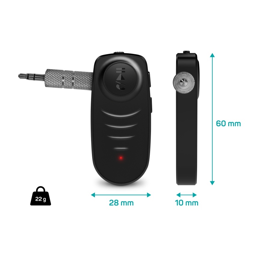 CONNECT IT CFF-4050-BK - Bluetooth audio odbiornik AUX 110 mAh