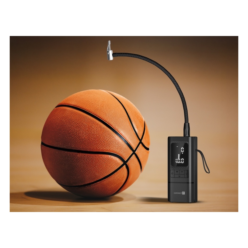 CONNECT IT CFF-4500-BK - Cyfrowy kieszonkowy kompresor AirFlow 80W/6000 mAh czarny