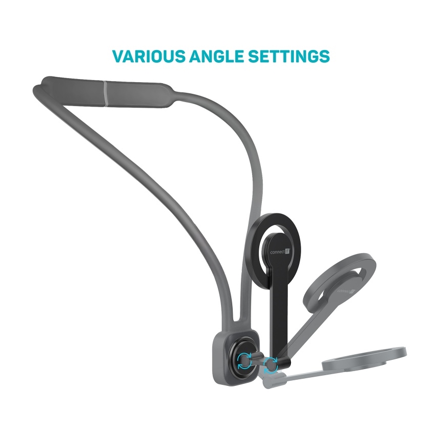 CONNECT IT CFF-6020-GY - Elastyczny magnetyczny uchwyt na szyję do telefonu MagSafe