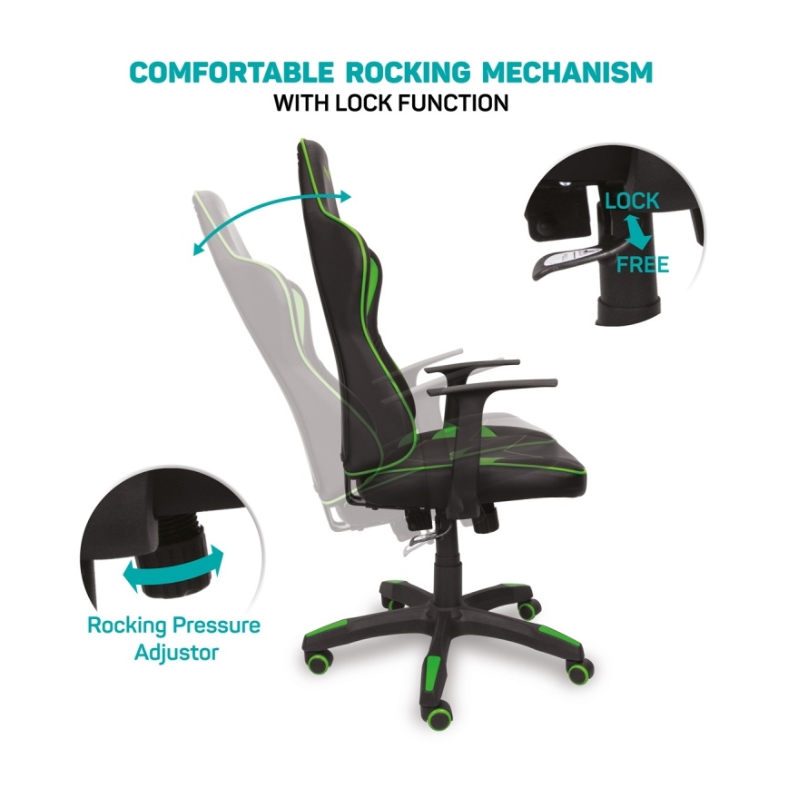 CONNECT IT CGC-0700-GR - Fotel gamingowy LeMans Pro czarno-zielony