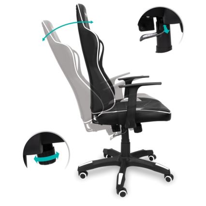 CONNECT IT CGC-0700-WH - Fotel gamingowy LeMans Pro czarno-biały