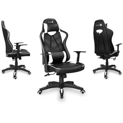 CONNECT IT CGC-0700-WH - Fotel gamingowy LeMans Pro czarno-biały