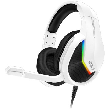 CONNECT IT CHP-3595-WH - LED RGB Przewodowe słuchawki do gier z mikrofonem biały/czarny