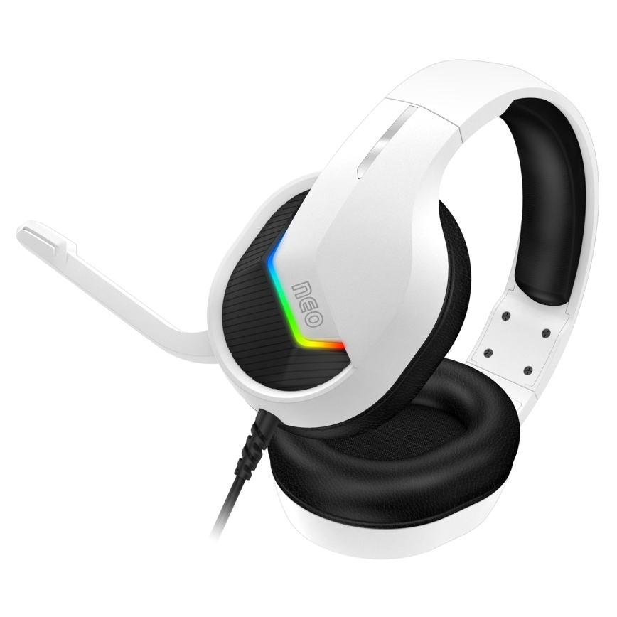 CONNECT IT CHP-3595-WH - LED RGB Przewodowe słuchawki do gier z mikrofonem biały/czarny
