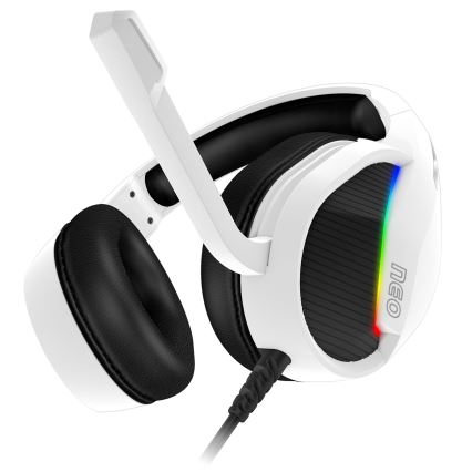 CONNECT IT CHP-3595-WH - LED RGB Przewodowe słuchawki do gier z mikrofonem biały/czarny