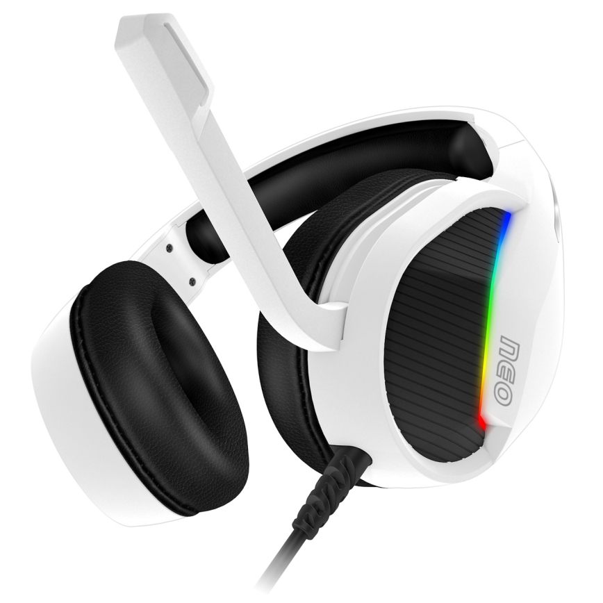 CONNECT IT CHP-3595-WH - LED RGB Przewodowe słuchawki do gier z mikrofonem biały/czarny