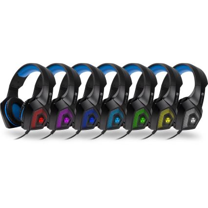 CONNECT IT CHP-5500-BL - LED Przewodowe słuchawki do gier z mikrofonem czarny/niebieski