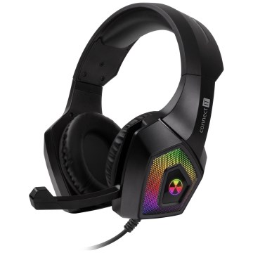CONNECT IT CHP-5600-BK - LED RGB Przewodowe słuchawki do gier z mikrofonem czarny