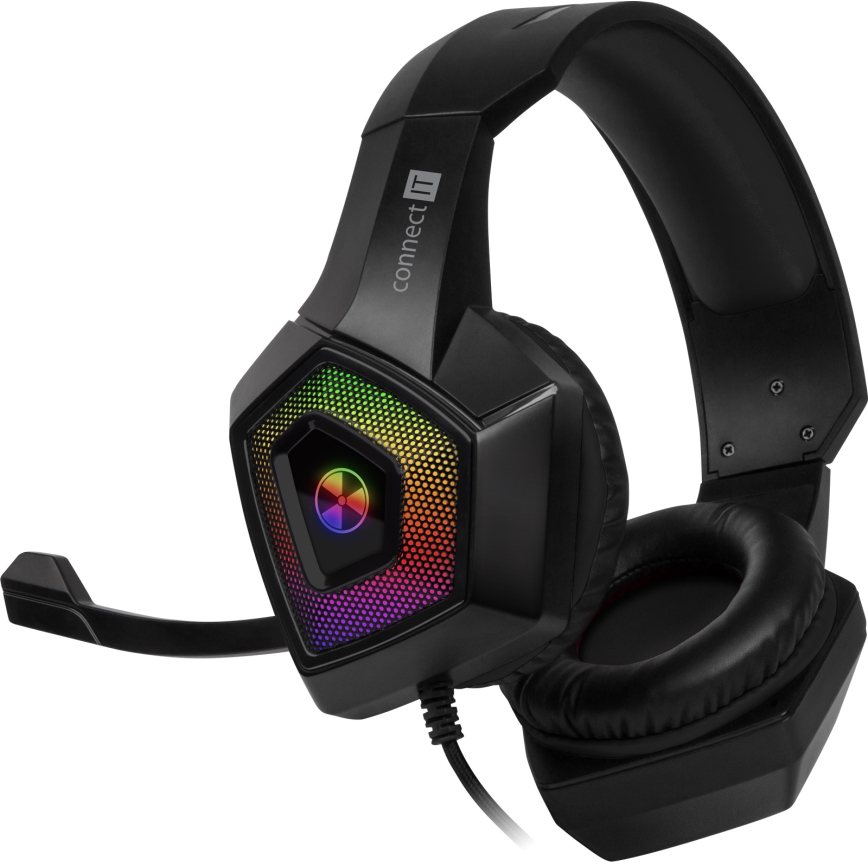 CONNECT IT CHP-5600-BK - LED RGB Przewodowe słuchawki do gier z mikrofonem czarny