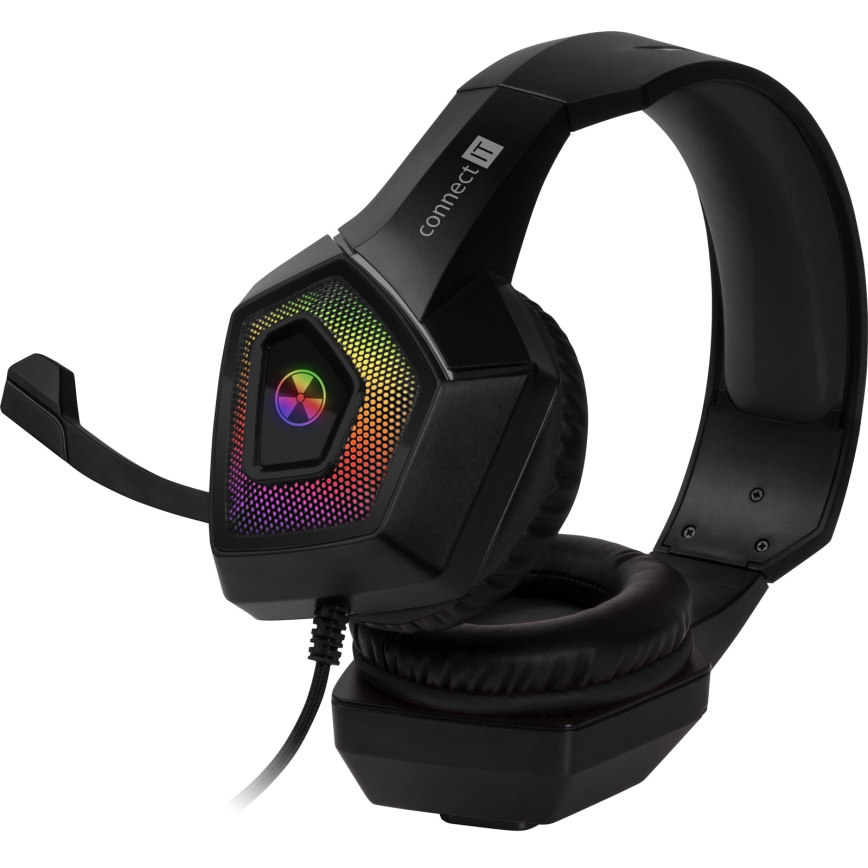 CONNECT IT CHP-5600-BK - LED RGB Przewodowe słuchawki do gier z mikrofonem czarny