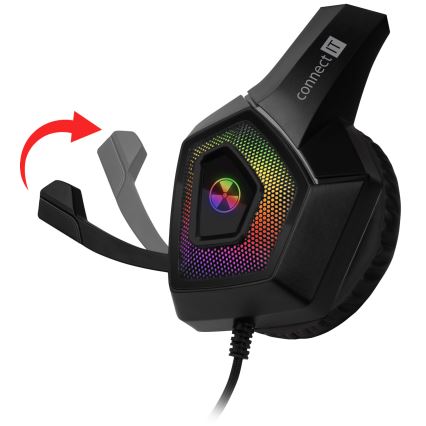CONNECT IT CHP-5600-BK - LED RGB Przewodowe słuchawki do gier z mikrofonem czarny