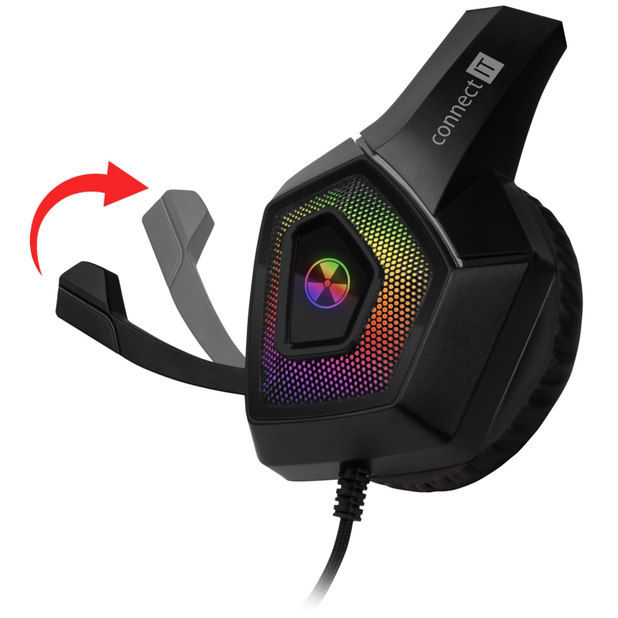 CONNECT IT CHP-5600-BK - LED RGB Przewodowe słuchawki do gier z mikrofonem czarny