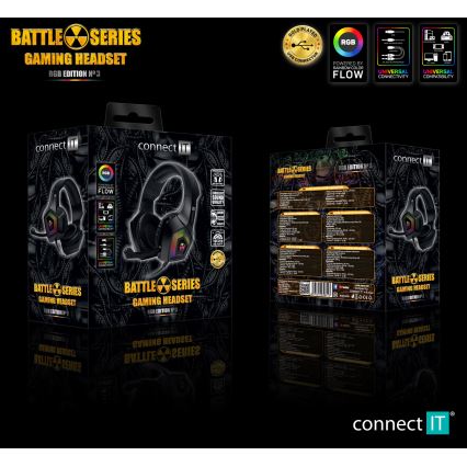 CONNECT IT CHP-5600-BK - LED RGB Przewodowe słuchawki do gier z mikrofonem czarny