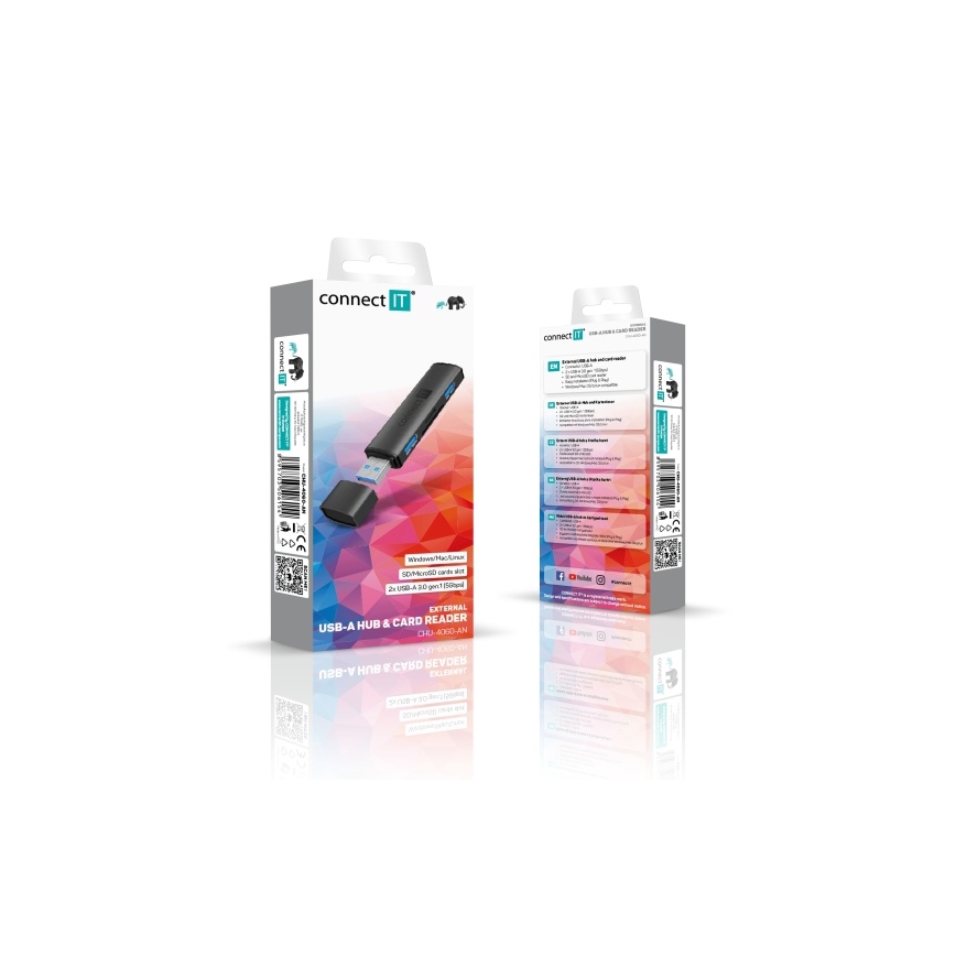 CONNECT IT CHU-4060-AN - USB-A hub z czytnikiem kart pamięci 4w1