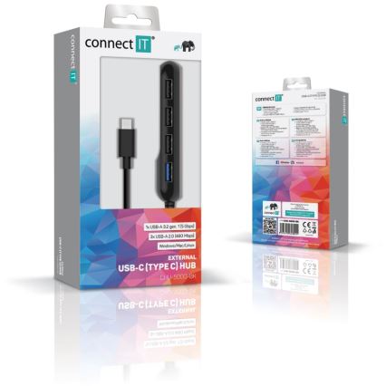 CONNECT IT CHU-5000-BK - USB-C hub 4w1