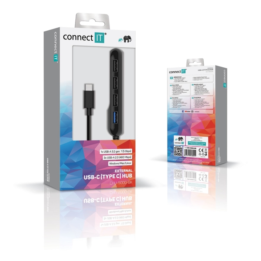 CONNECT IT CHU-5000-BK - USB-C hub 4w1