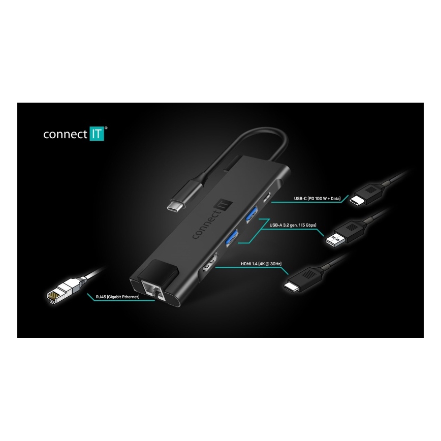 CONNECT IT CHU-8020-AN - USB-C hub 5w1