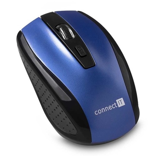 CONNECT IT CI-1225 - Mysz bezprzewodowa 800/1200/1600 DPI, zasilana 2x AAA, czarna/niebieska