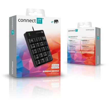 CONNECT IT CKB-0060-BK - Przewodowa klawiatura numeryczna czarny