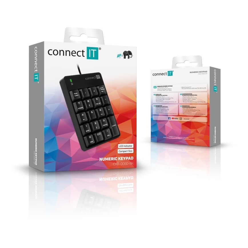 CONNECT IT CKB-0060-BK - Przewodowa klawiatura numeryczna czarny