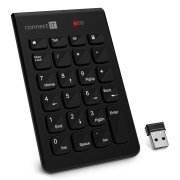 CONNECT IT CKB-0062-BK - Bezprzewodowa klawiatura numeryczna 1xAAA czarny