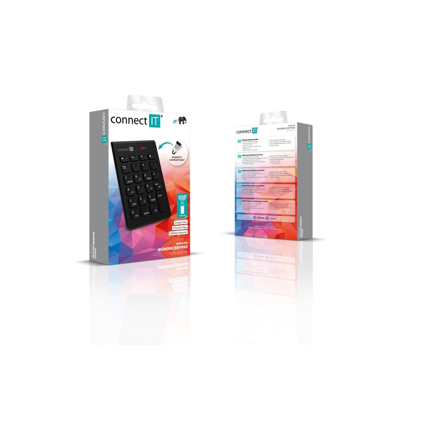 CONNECT IT CKB-0062-BK - Bezprzewodowa klawiatura numeryczna 1xAAA czarny