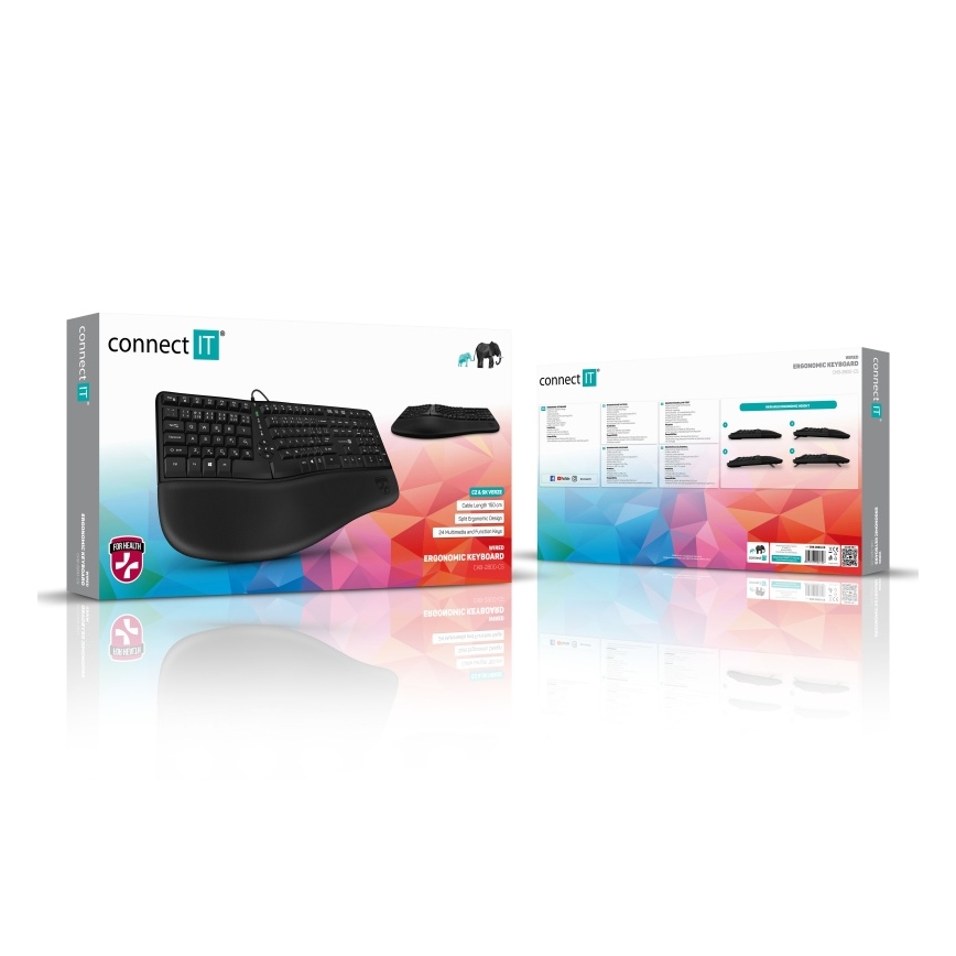 CONNECT IT CKB-2800-CS - Ergonomiczna klawiatura bezprzewodowa z lokalizacją CZ/SK czarny