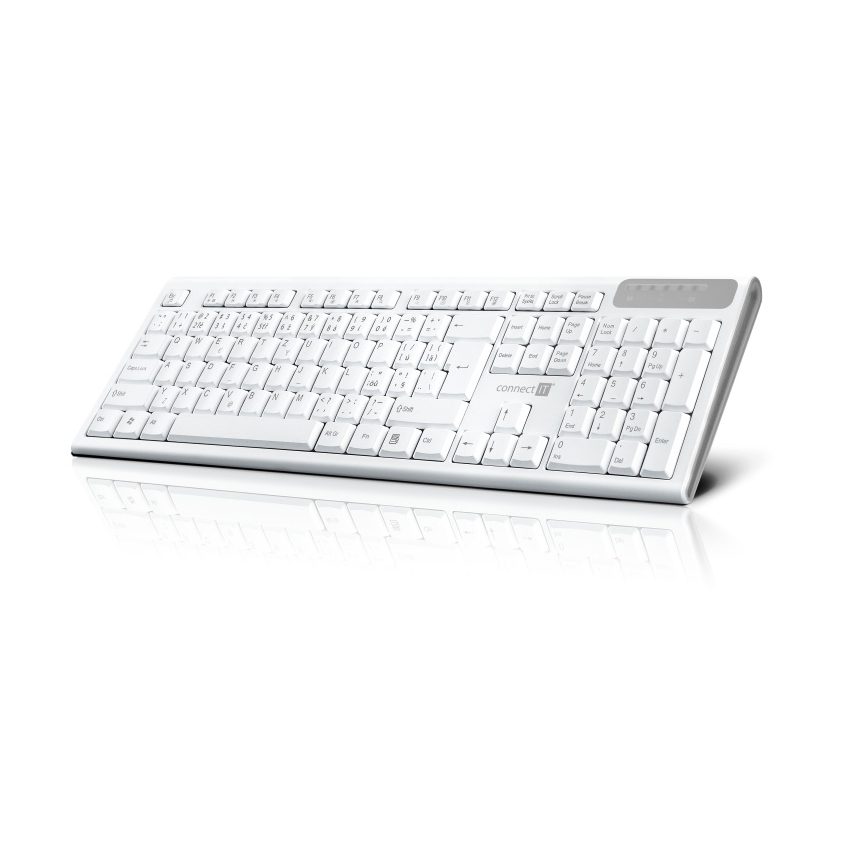 CONNECT IT CKB-3010-CS - Bezprzewodowa klawiatura multimedialna z lokalizacją CZ/SK 2xAAA biały