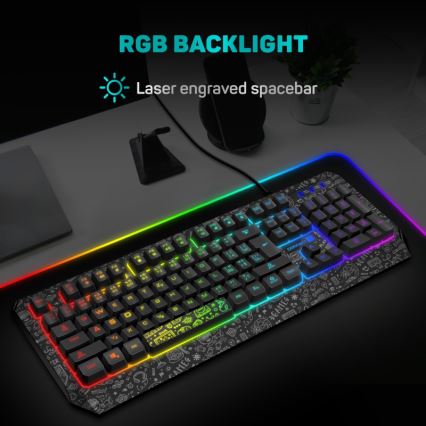 CONNECT IT CKB-3530-DD - LED RGB Przewodowa klawiatura do gier z lokalizacją CZ/SK czarny