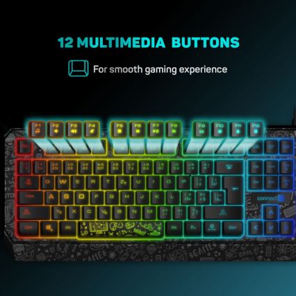 CONNECT IT CKB-3530-DD - LED RGB Przewodowa klawiatura do gier z lokalizacją CZ/SK czarny