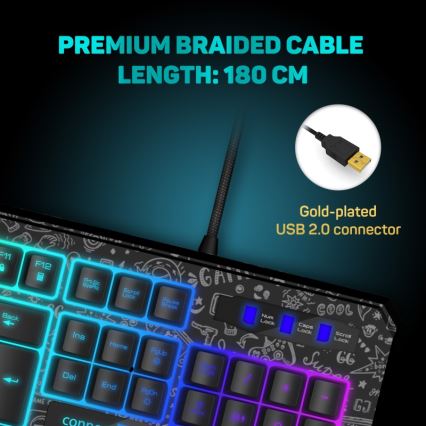 CONNECT IT CKB-3530-DD - LED RGB Przewodowa klawiatura do gier z lokalizacją CZ/SK czarny
