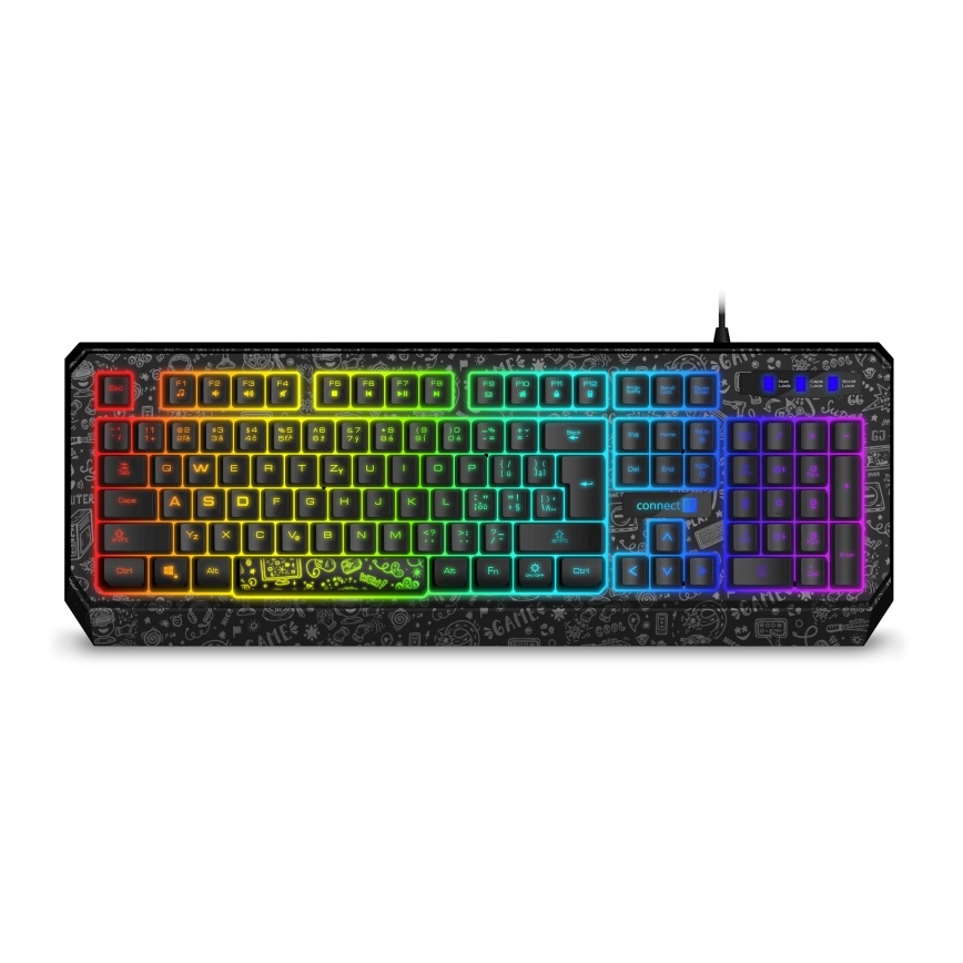 CONNECT IT CKB-3530-DD - LED RGB Przewodowa klawiatura do gier z lokalizacją CZ/SK czarny
