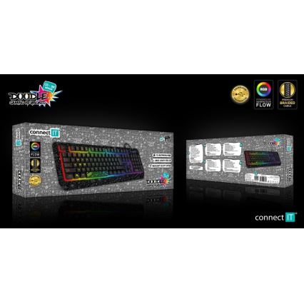 CONNECT IT CKB-3530-DD - LED RGB Przewodowa klawiatura do gier z lokalizacją CZ/SK czarny