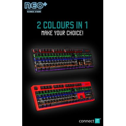 CONNECT IT CKB-3591-CS - LED RGB Przewodowa klawiatura do gier z lokalizacją CZ/SK czarny + czerwony ramka