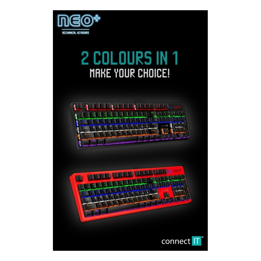 CONNECT IT CKB-3591-CS - LED RGB Przewodowa klawiatura do gier z lokalizacją CZ/SK czarny + czerwony ramka