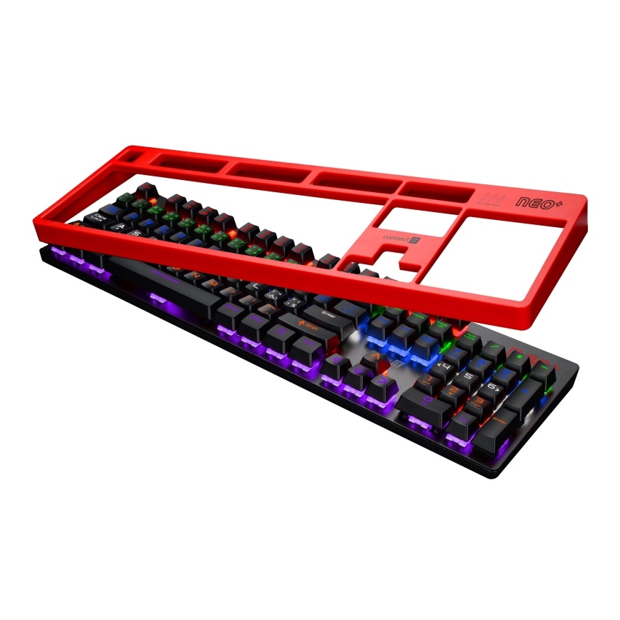 CONNECT IT CKB-3591-CS - LED RGB Przewodowa klawiatura do gier z lokalizacją CZ/SK czarny + czerwony ramka