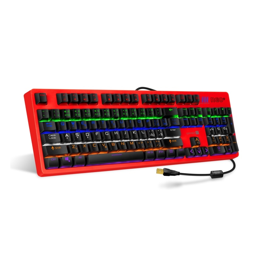 CONNECT IT CKB-3591-CS - LED RGB Przewodowa klawiatura do gier z lokalizacją CZ/SK czarny + czerwony ramka