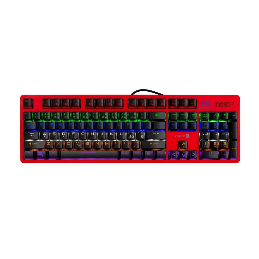CONNECT IT CKB-3591-CS - LED RGB Przewodowa klawiatura do gier z lokalizacją CZ/SK czarny + czerwony ramka