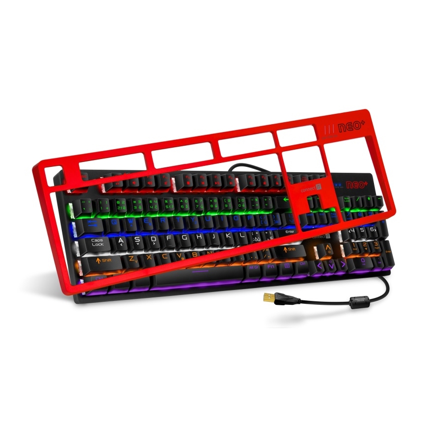 CONNECT IT CKB-3591-CS - LED RGB Przewodowa klawiatura do gier z lokalizacją CZ/SK czarny + czerwony ramka