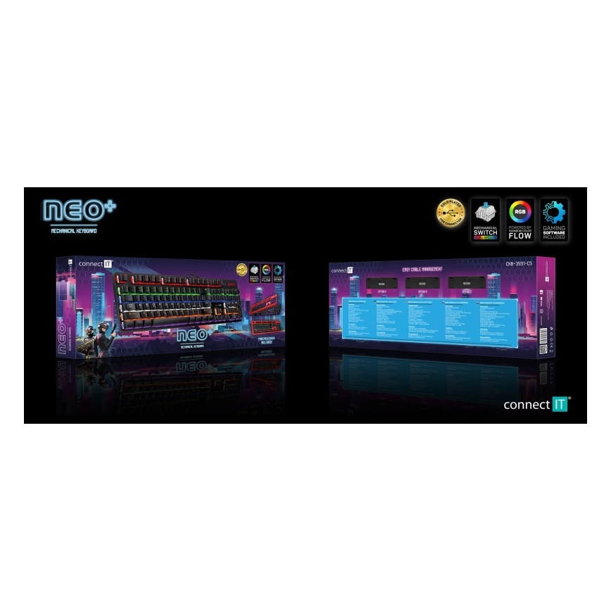 CONNECT IT CKB-3591-CS - LED RGB Przewodowa klawiatura do gier z lokalizacją CZ/SK czarny + czerwony ramka