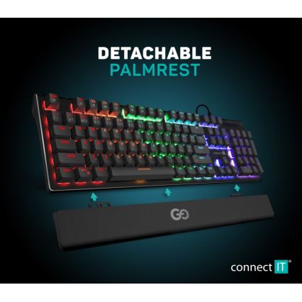 CONNECT IT CKB-7050-CS - LED RGB Przewodowa klawiatura do gier z lokalizacją CZ/SK czarny